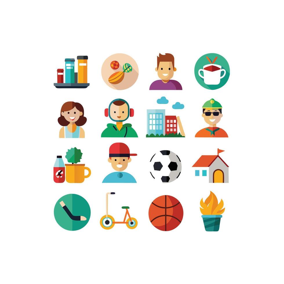 Lifestyle and Leisure Icon Set Collection Illustration vector