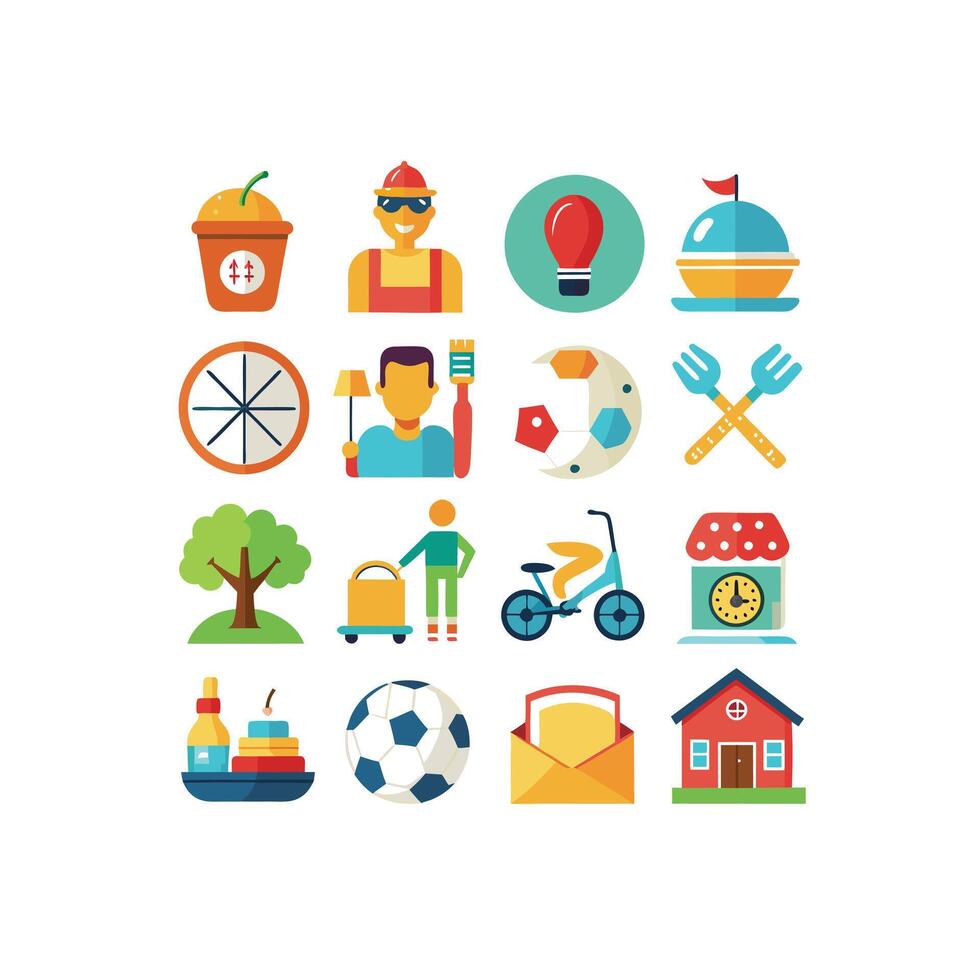 Lifestyle and Leisure Icon Set Collection Illustration vector