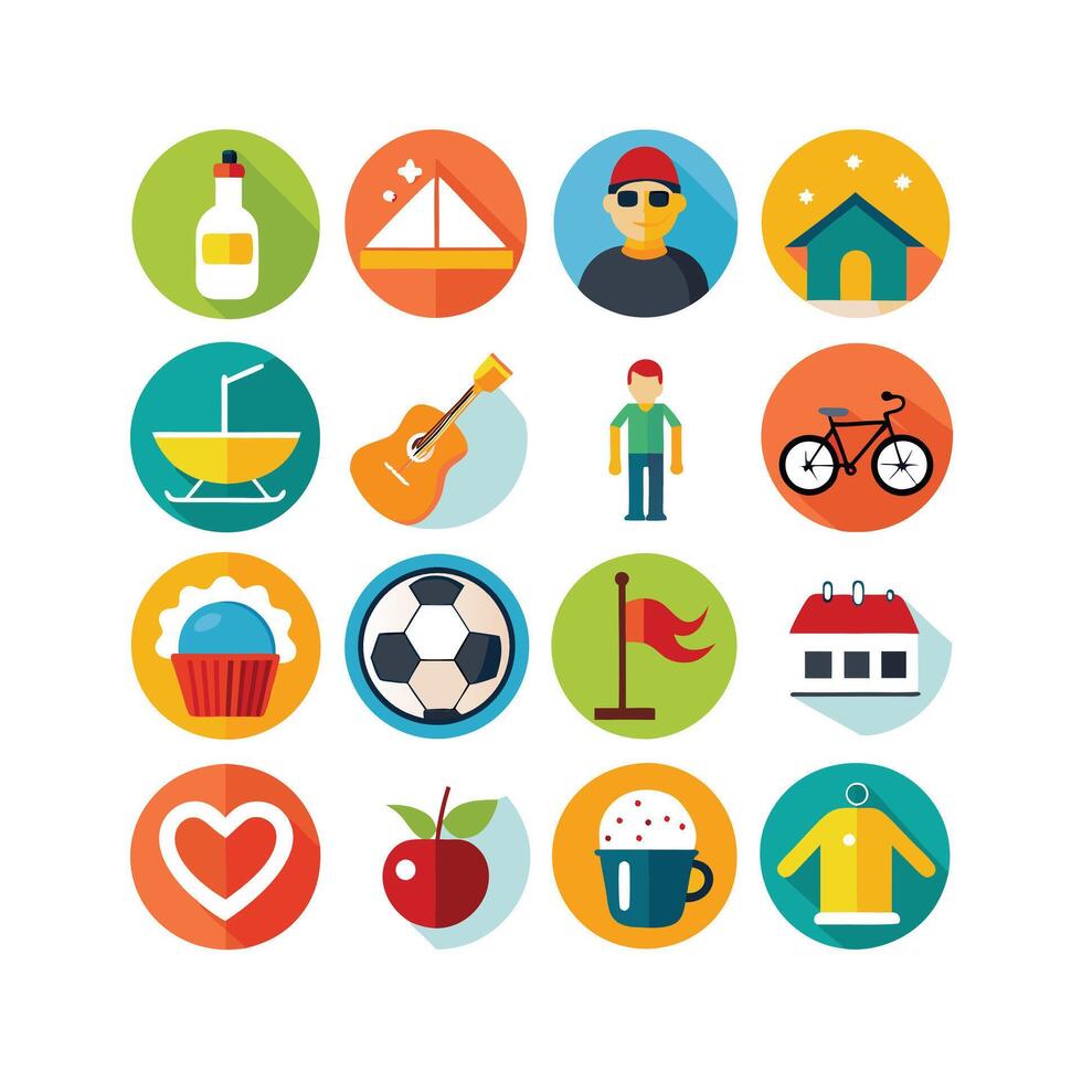 Lifestyle and Leisure Icon Set Collection Illustration vector
