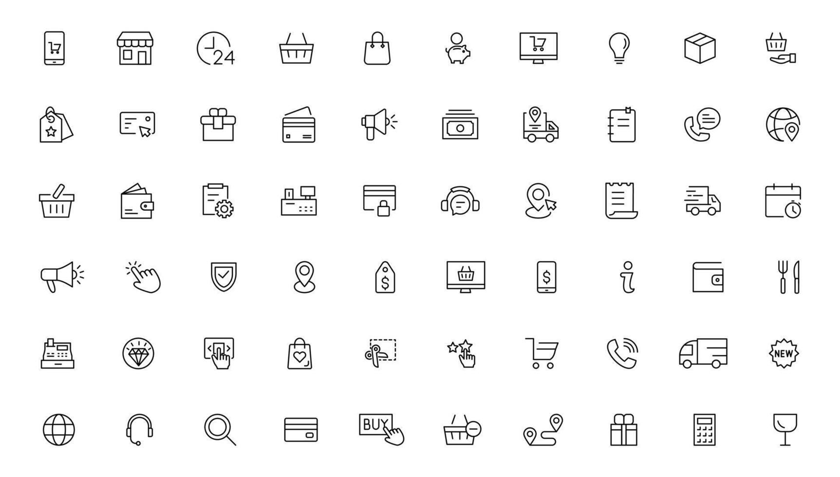 E-Commerce and Shopping thin line icons set. E-Commerce, Shop, Online Shopping icons collection. Shoppind symbols set. vector