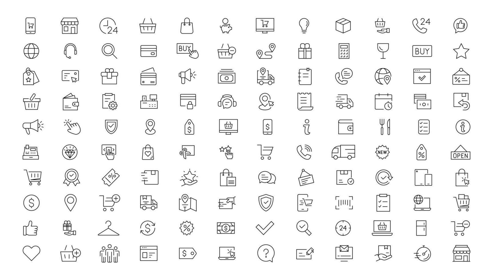 E-Commerce and Shopping thin line icons set. E-Commerce, Shop, Online Shopping icons collection. Shoppind symbols set. vector