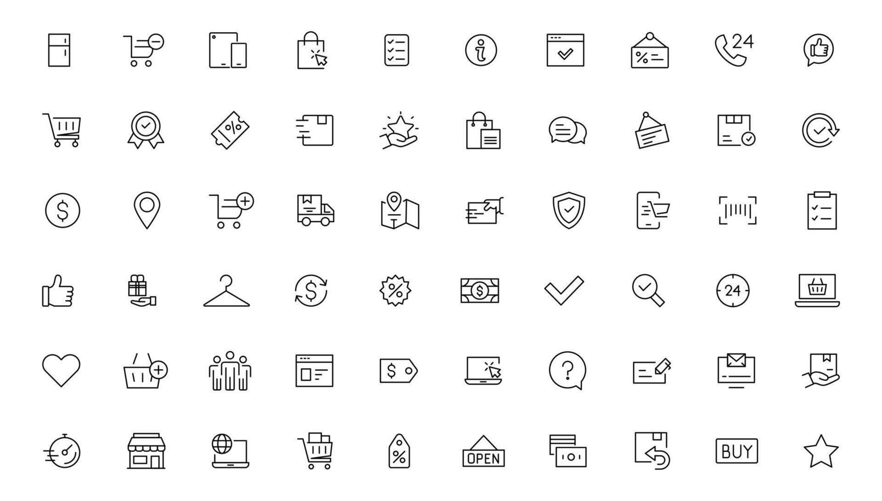 E-Commerce and Shopping thin line icons set. E-Commerce, Shop, Online Shopping icons collection. Shoppind symbols set. vector