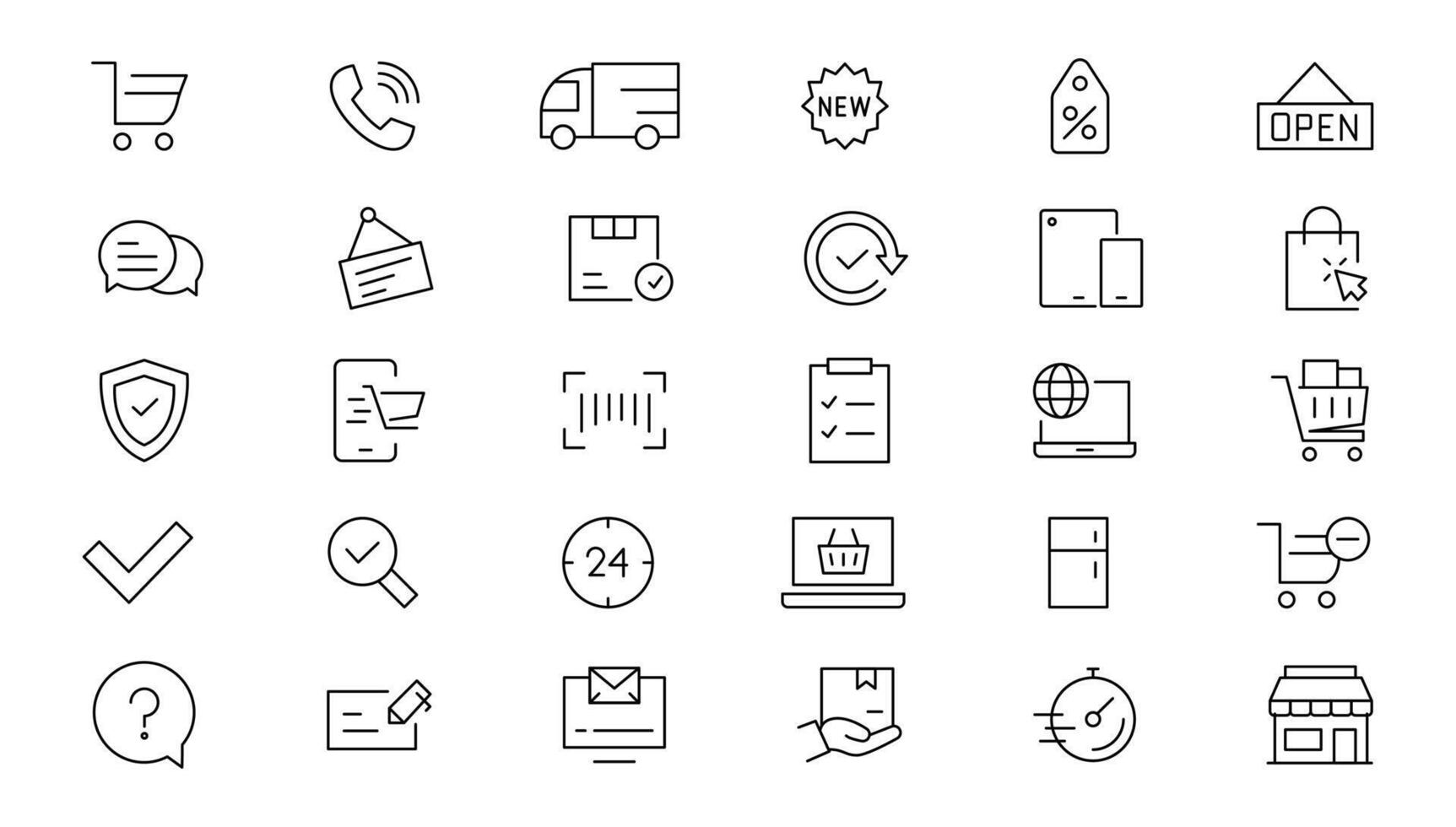 E-Commerce and Shopping thin line icons set. E-Commerce, Shop, Online Shopping icons collection. Shoppind symbols set. vector
