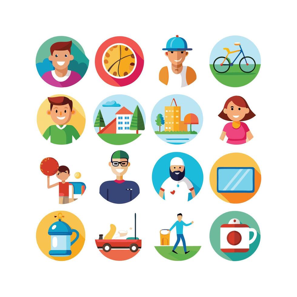 Lifestyle and Leisure Icon Set Collection Illustration vector