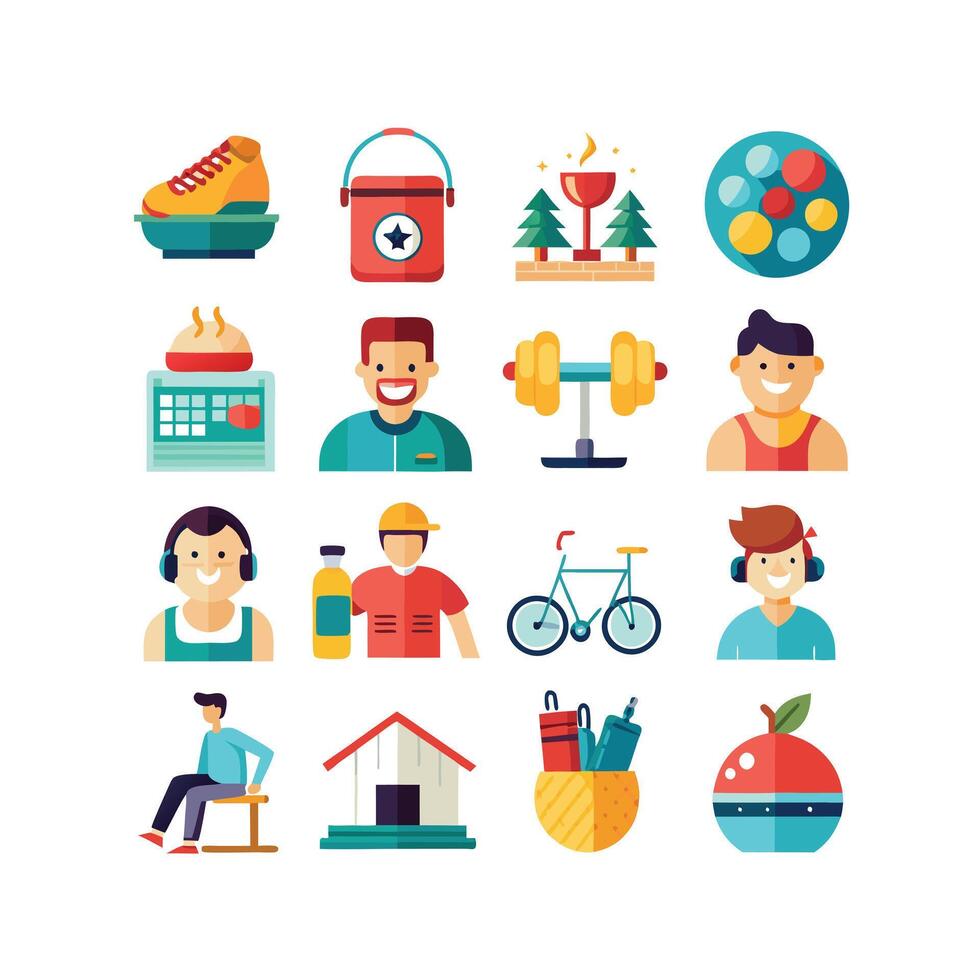 Lifestyle and Leisure Icon Set Collection Illustration vector
