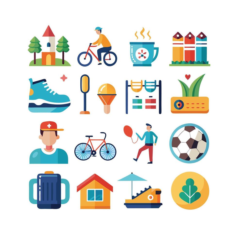 Lifestyle and Leisure Icon Set Collection Illustration vector