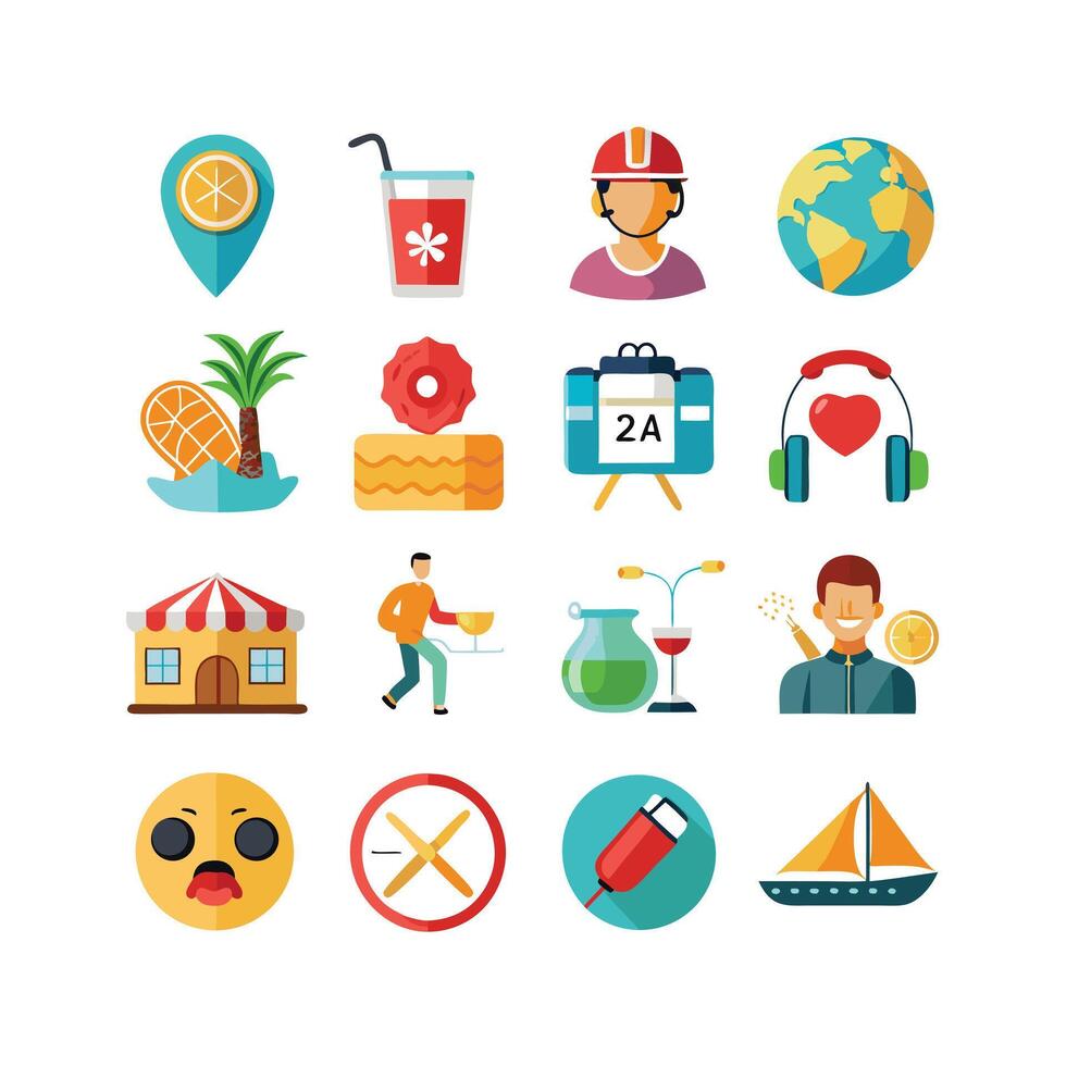 Lifestyle and Leisure Icon Set Collection Illustration vector