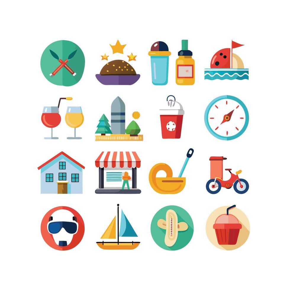 Lifestyle and Leisure Icon Set Collection Illustration vector