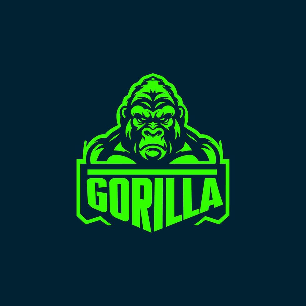 Gorilla logo design, gaming, embody power and resilience with our custom. Perfect for bold brands, our logo template features a fierce and dominant gorilla icon, symbolizing strength and authority. vector