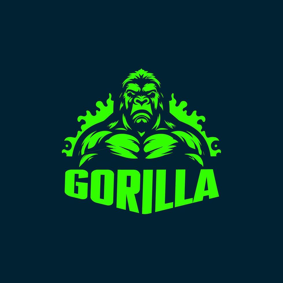 Gorilla logo design, gaming, embody power and resilience with our custom. Perfect for bold brands, our logo template features a fierce and dominant gorilla icon, symbolizing strength and authority. vector