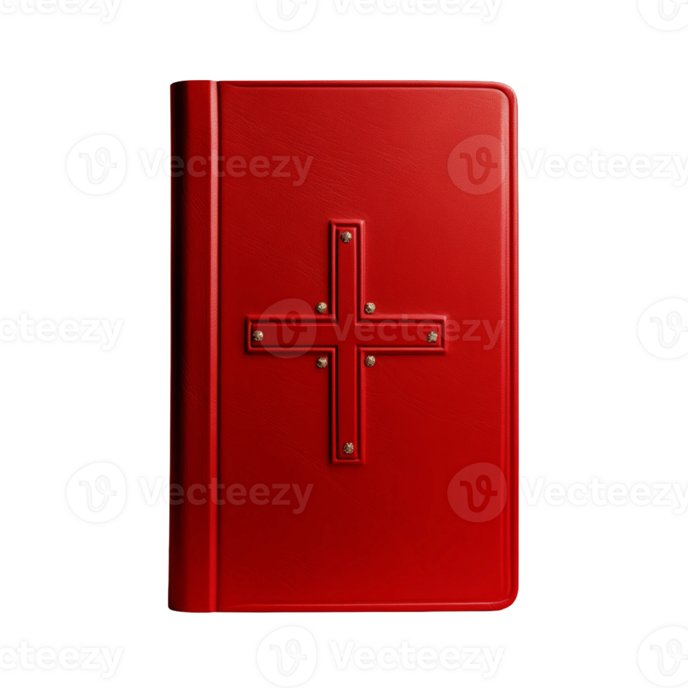 Red Leather-Bound Book with Cross png
