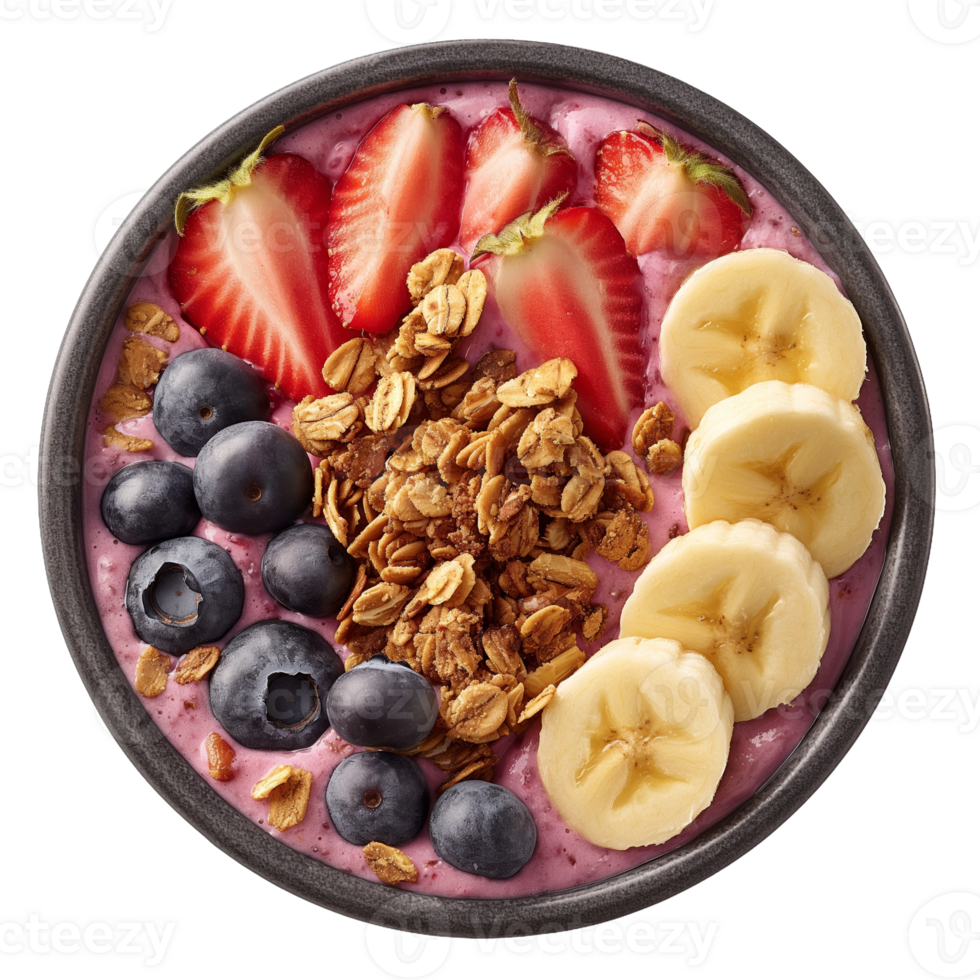 Healthy Smoothie Bowl with Fresh Fruits and Granola png