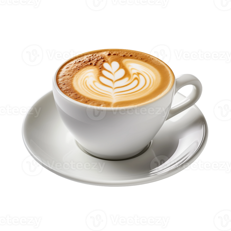 A Cup of Latte with a Leaf Design png