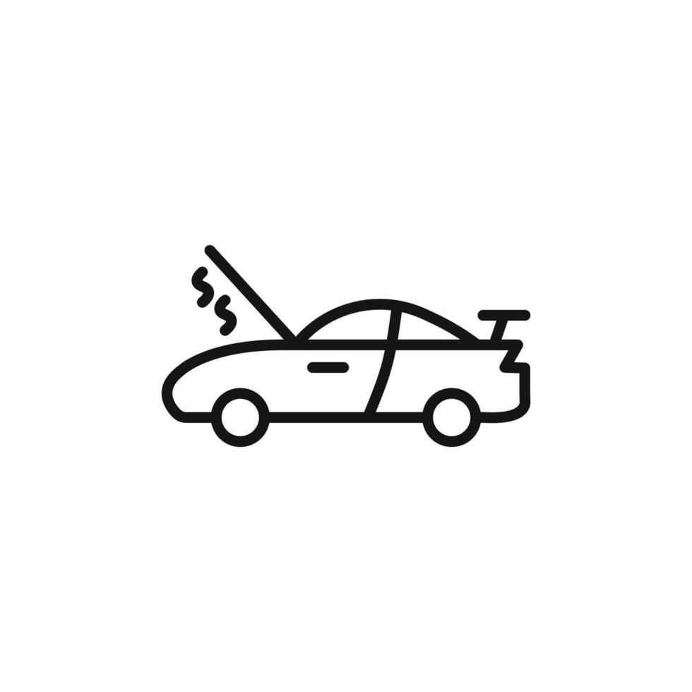 Broken car with open hood logo sign outline vector
