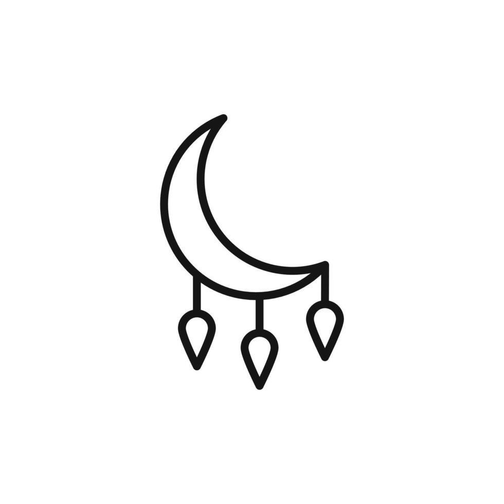 Crescent and feathers amulet logo sign outline vector