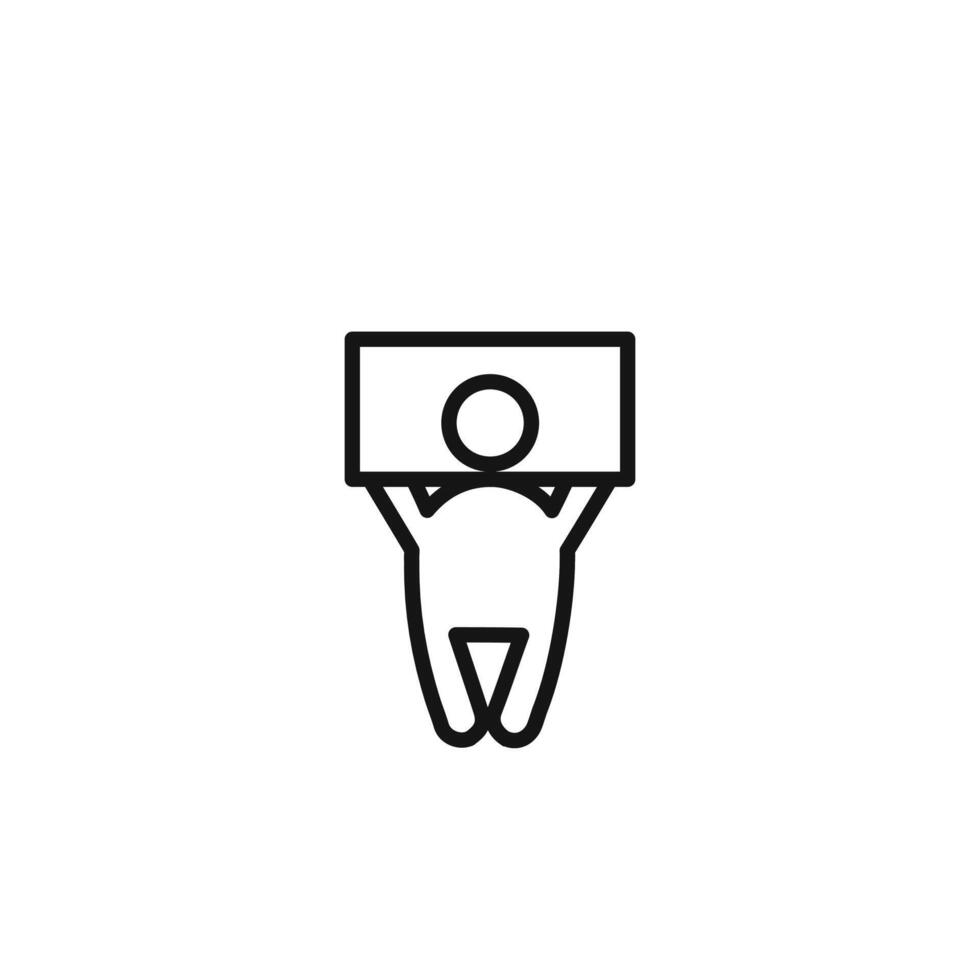 Man protests with a poster logo sign outline vector