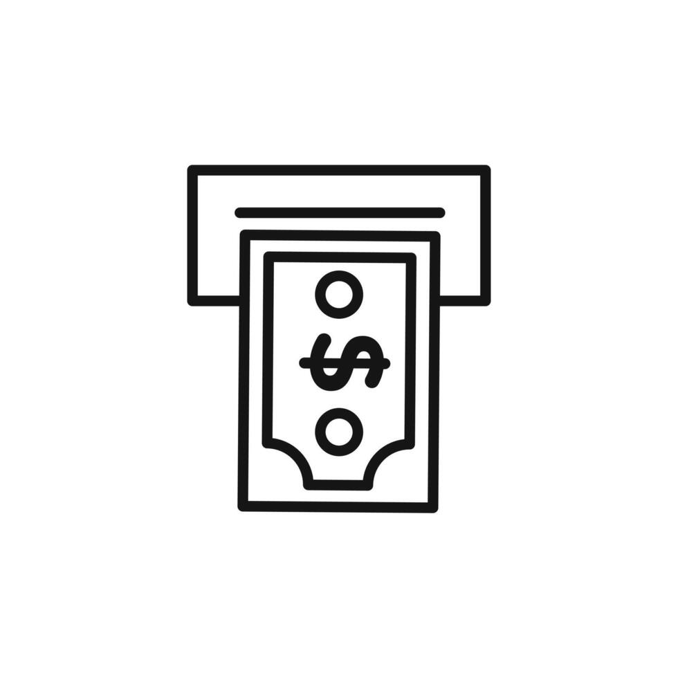 Withdraw Money in ATM logo sign outline vector