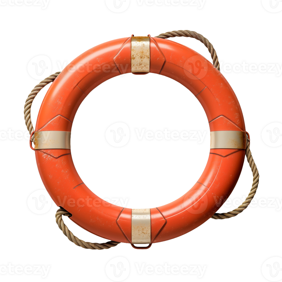 Orange Lifebuoy Isolated on transparent Background png