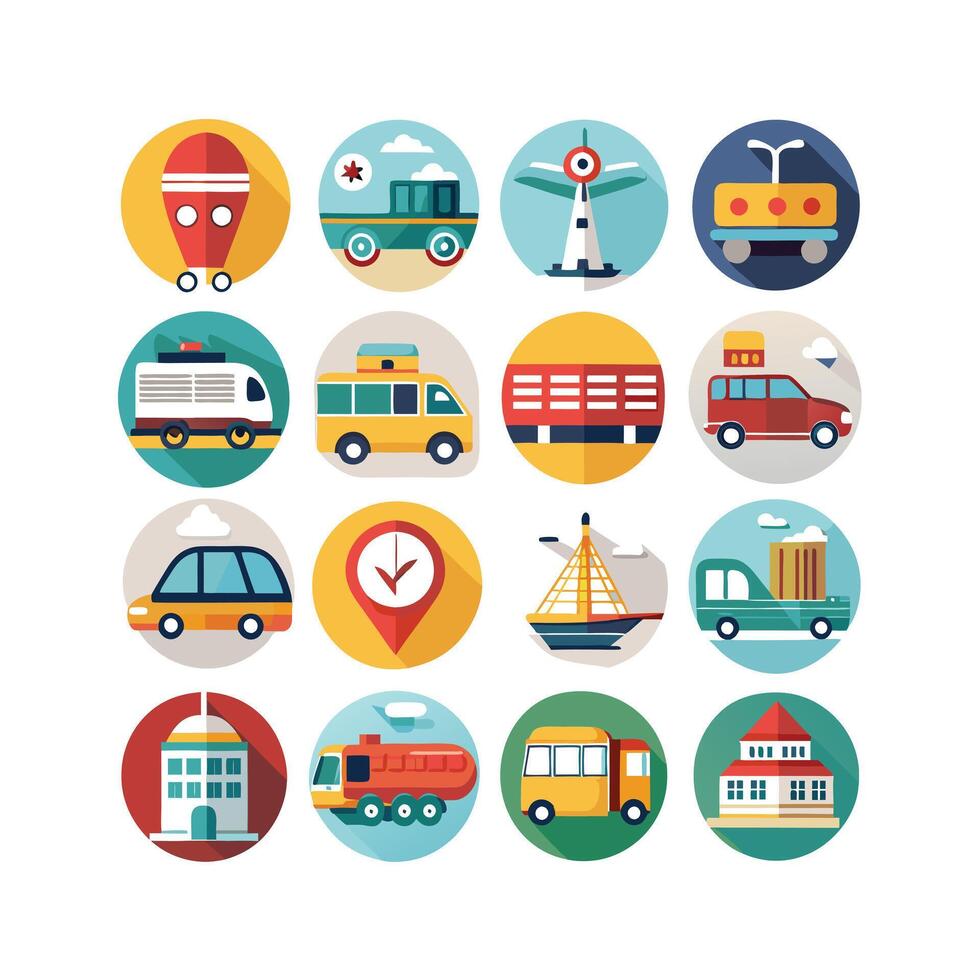Transportation Icon Set Collection Illustration vector