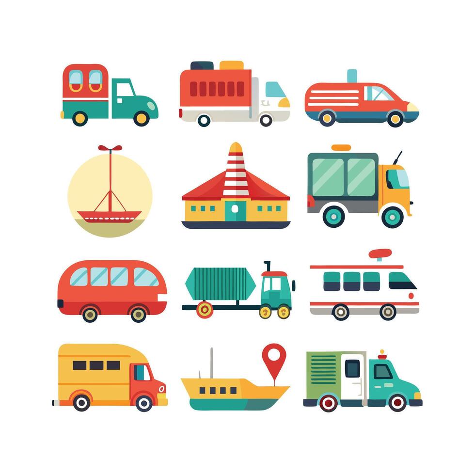 Transportation Icon Set Collection Illustration vector