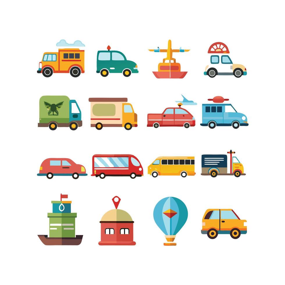 Transportation Icon Set Collection Illustration vector