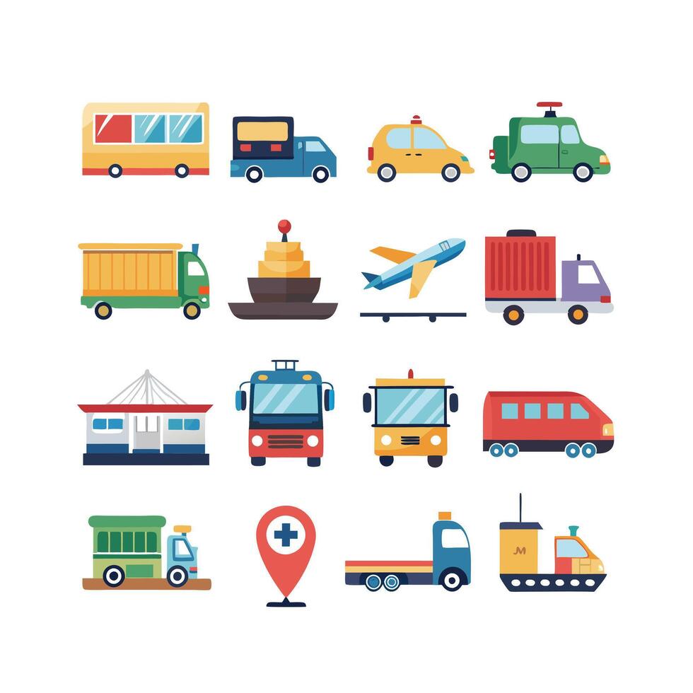 Transportation Icon Set Collection Illustration vector