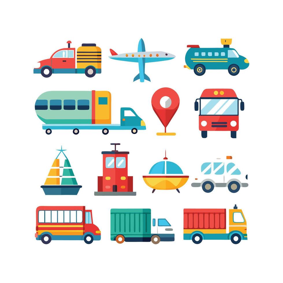 Transportation Icon Set Collection Illustration vector