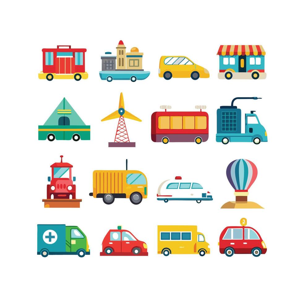 Transportation Icon Set Collection Illustration vector
