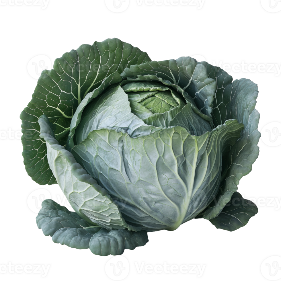 A Green Cabbage with transparent Background png