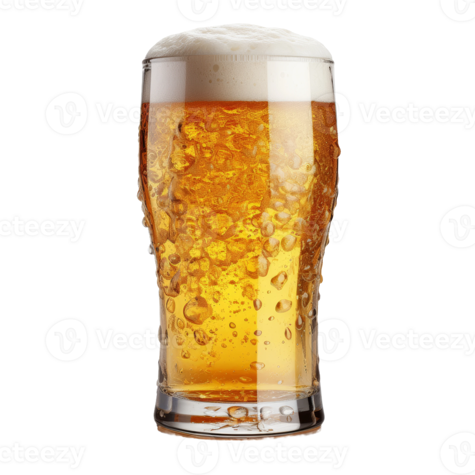 Cold Beer with Frothy Head in a Glass png