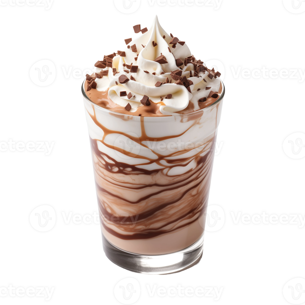 Delicious Chocolate Milkshake with Whipped Cream and Chocolate Shavings png