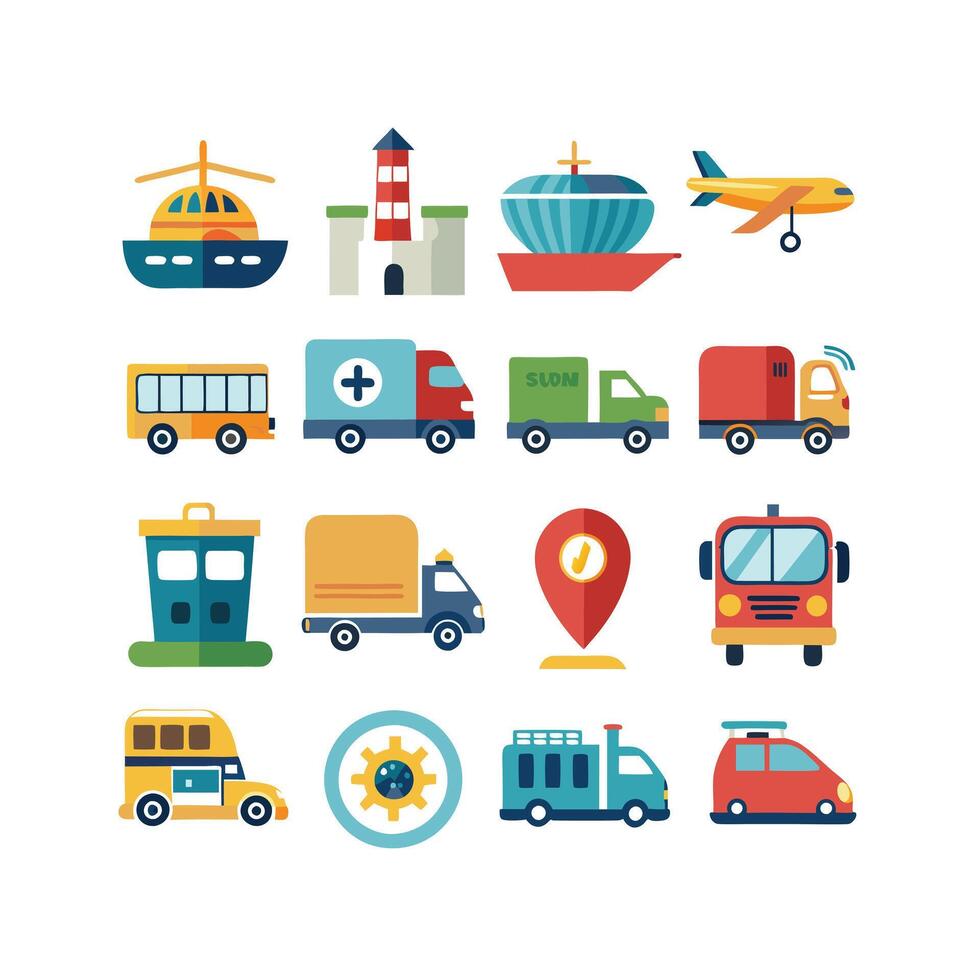 Transportation Icon Set Collection Illustration vector