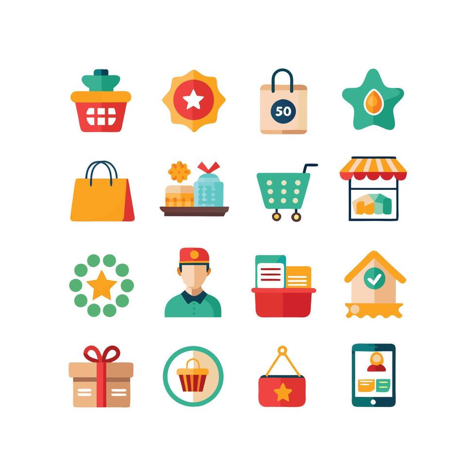 Retail and Shopping Icon Set Collection Illustration vector