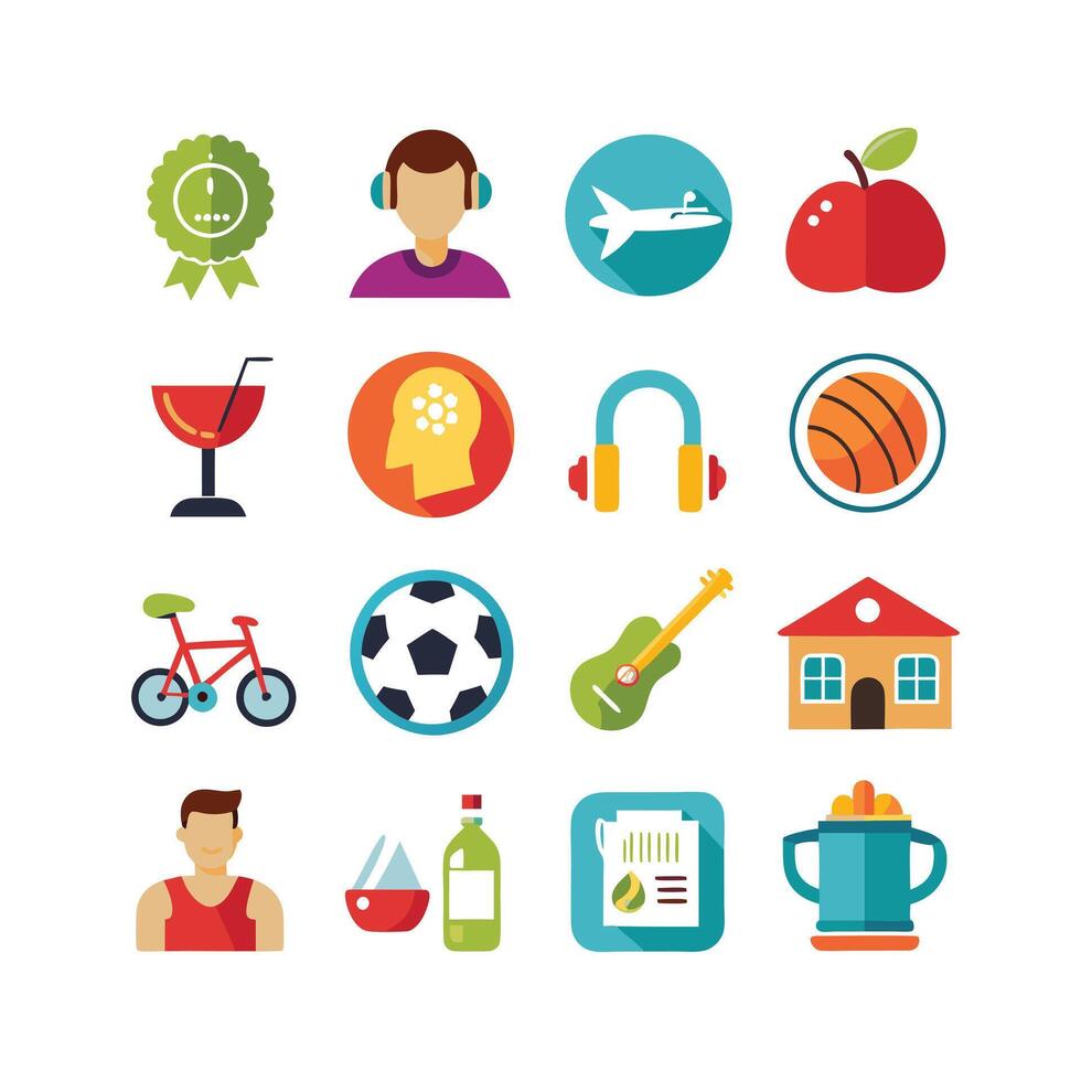 Lifestyle and Leisure Icon Set Collection Illustration vector