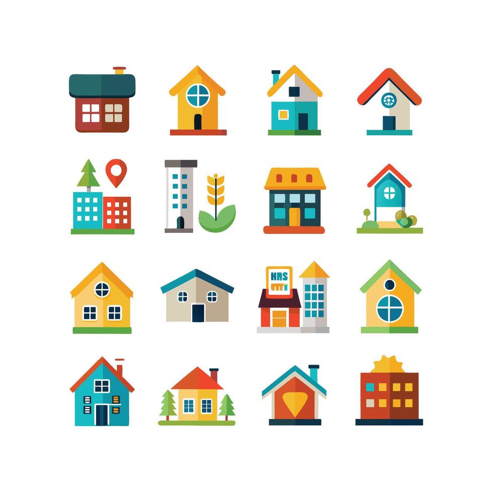 Home and Real Estate Icon Set Collection Illustration vector