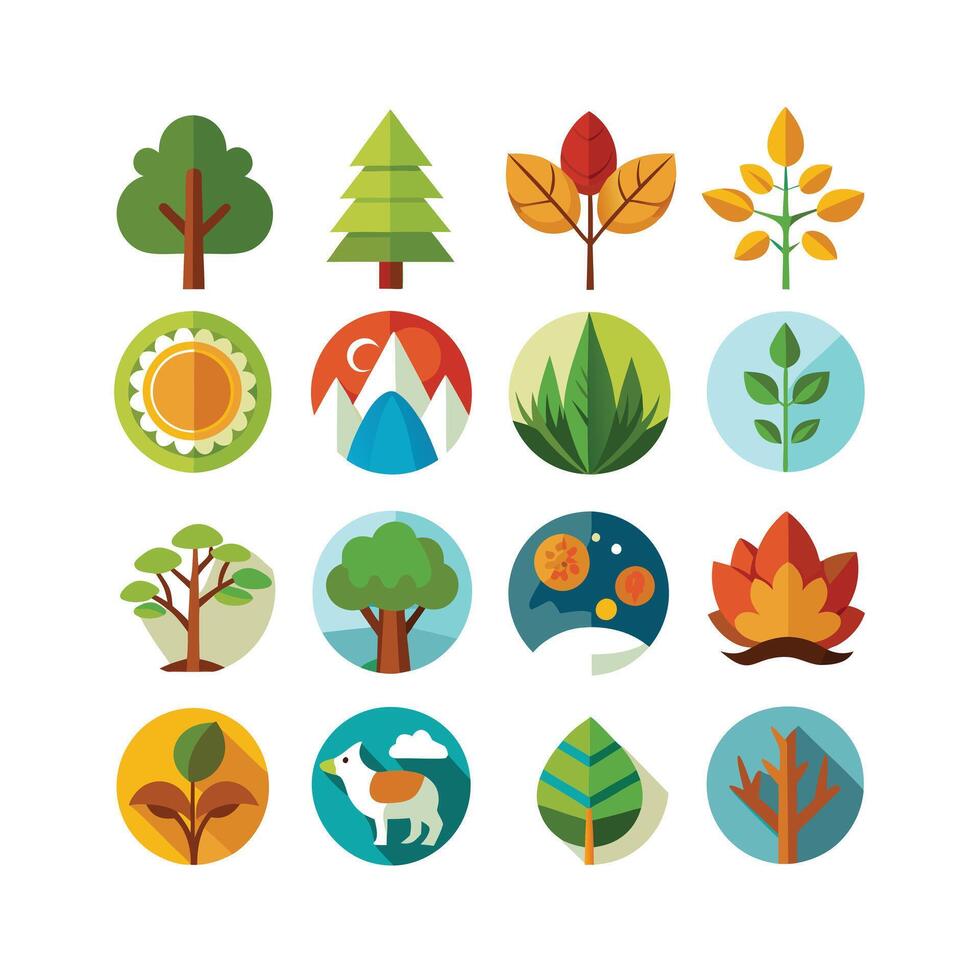 Nature Icon Set Collection Illustration vector