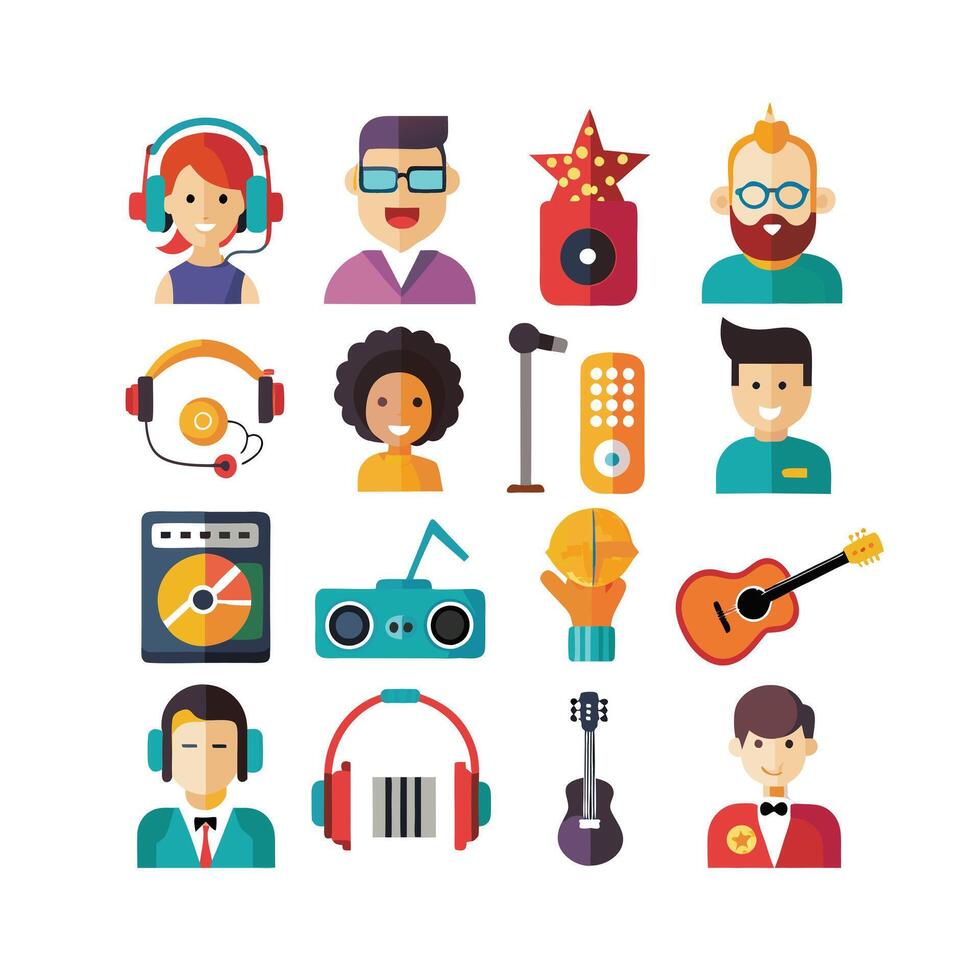 Music and Entertainment Icon Set Collection Illustration vector