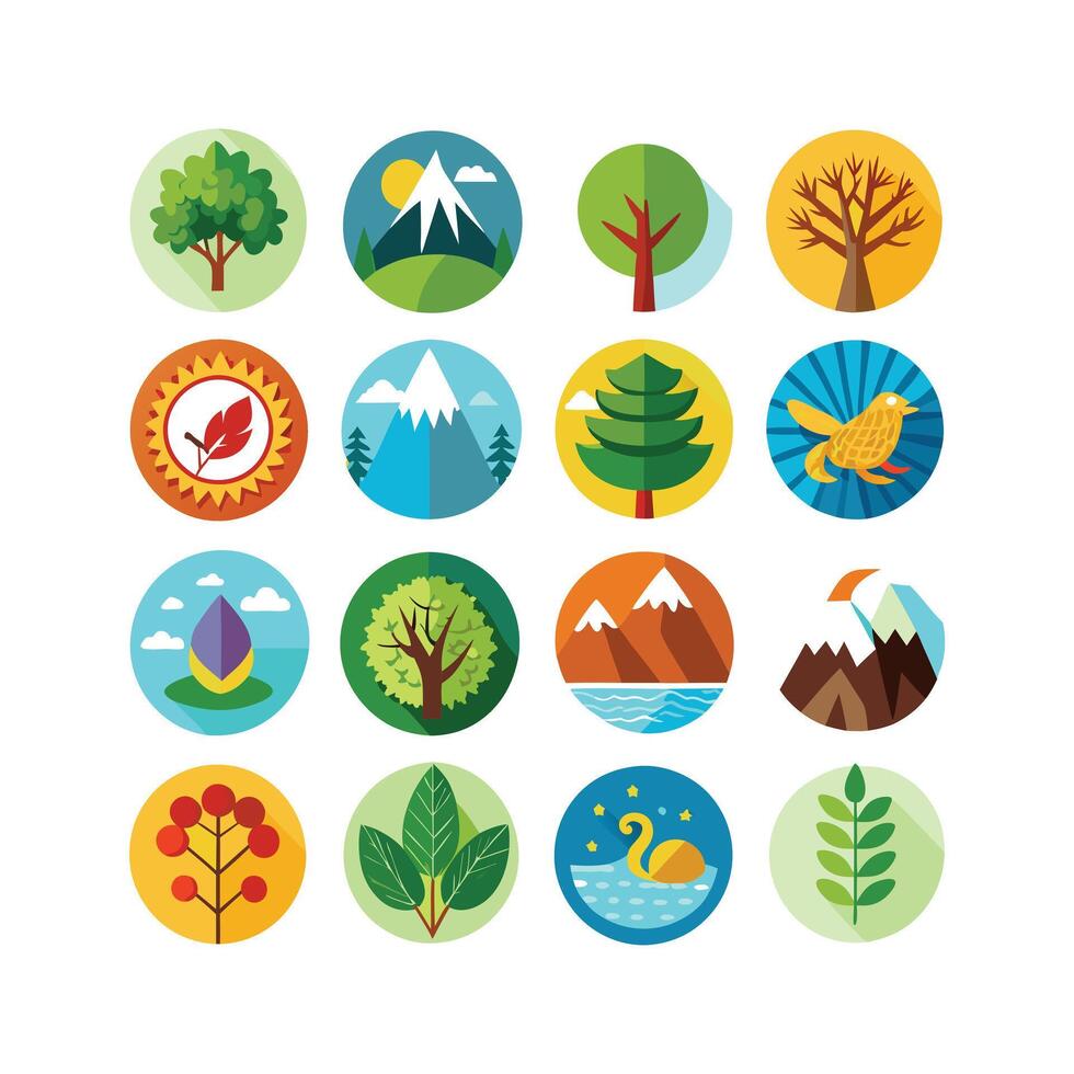 Nature Icon Set Collection Illustration vector