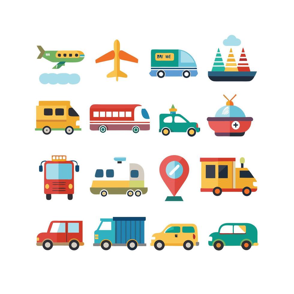 Transportation Icon Set Collection Illustration vector