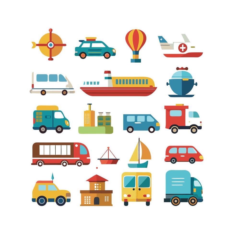 Transportation Icon Set Collection Illustration vector