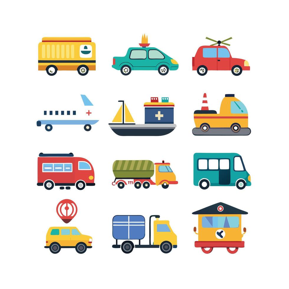Transportation Icon Set Collection Illustration vector