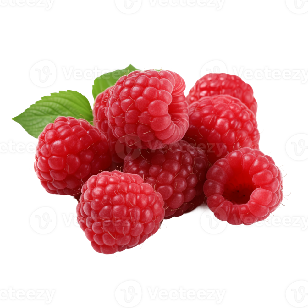 Fresh Red Raspberries Isolated on transparent Background png