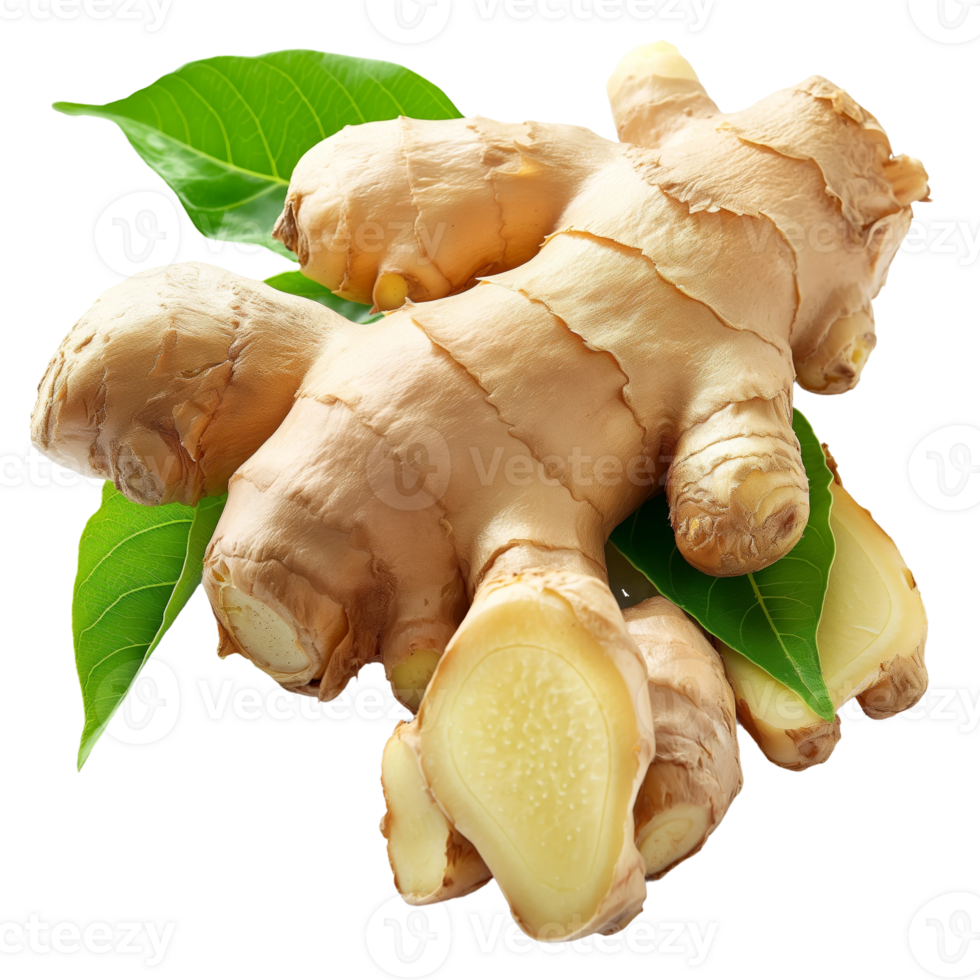 Frais gingembre racine avec vert feuilles png