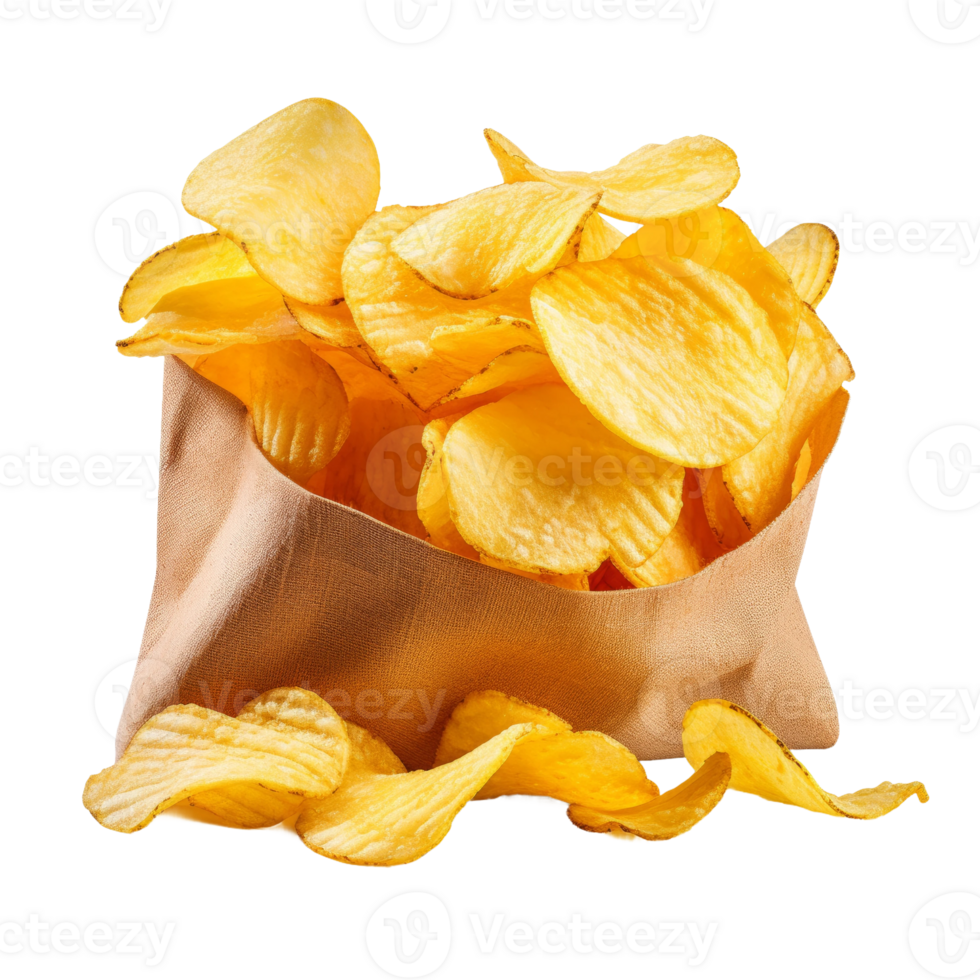 Crispy Potato Chips in a Paper Bag png
