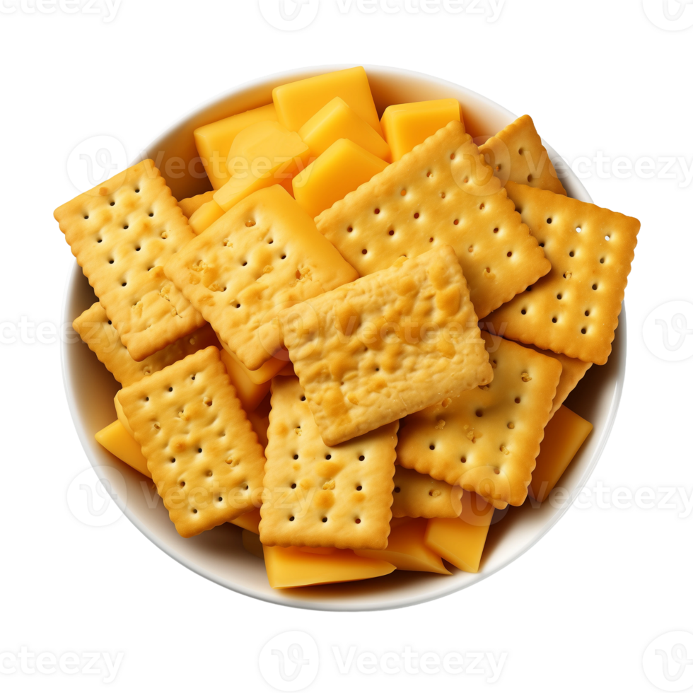 Close-up of Cheese and Crackers in a Bowl png