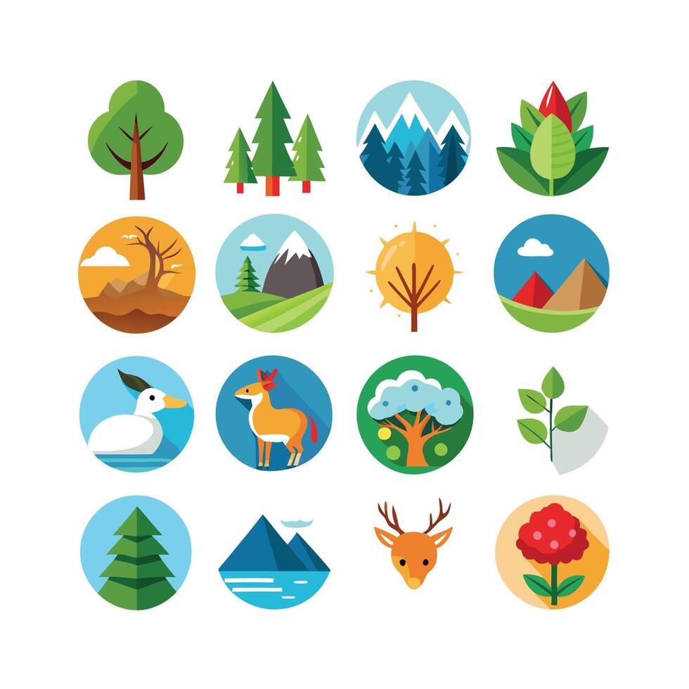 Nature Icon Set Collection Illustration vector