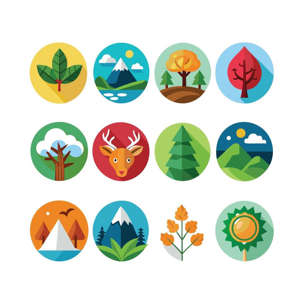 Nature Icon Set Collection Illustration vector