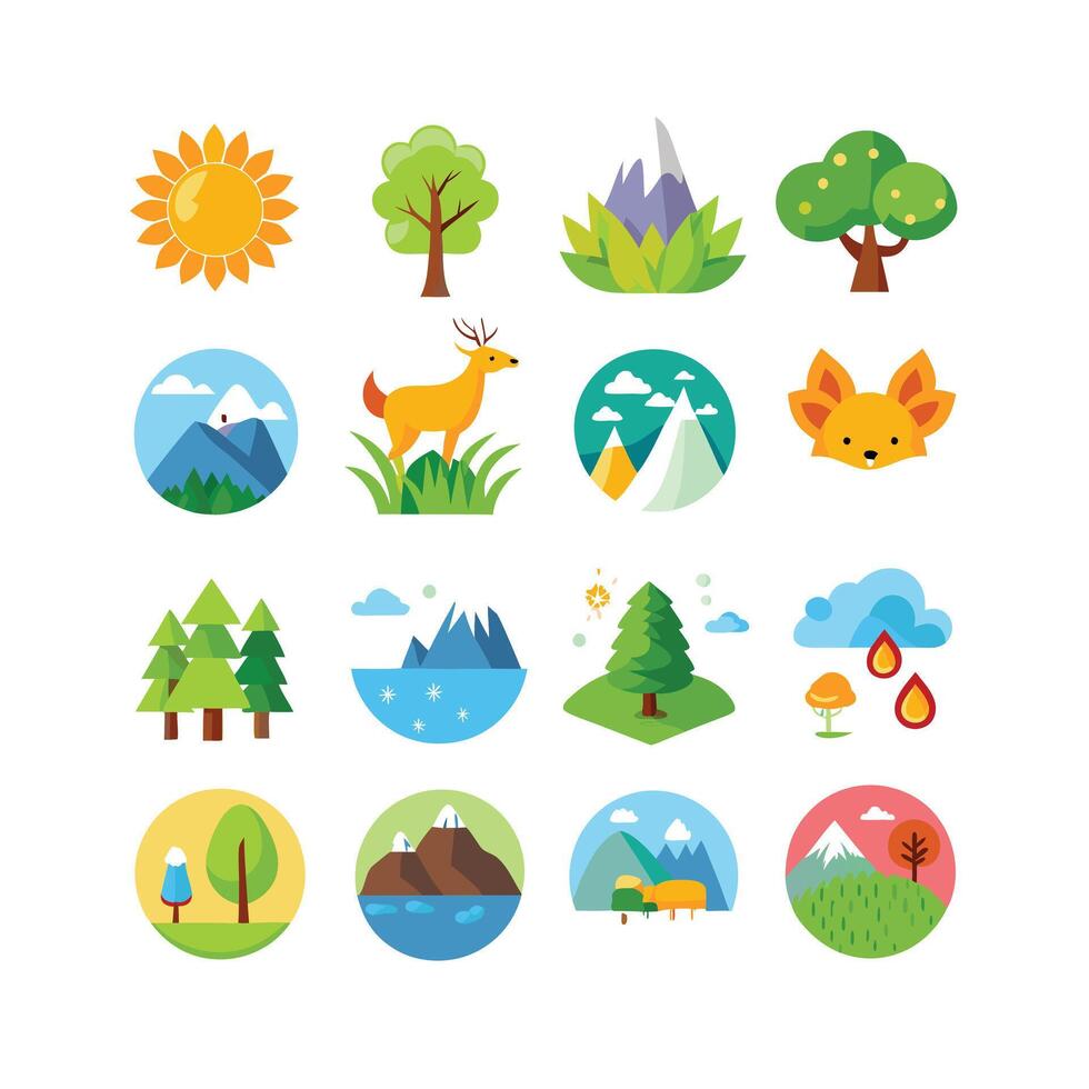 Nature Icon Set Collection Illustration vector