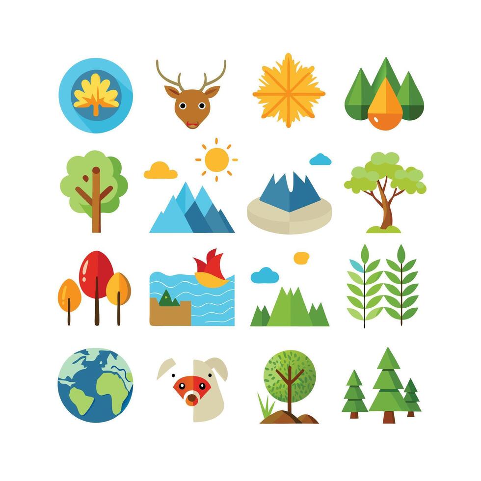 Nature Icon Set Collection Illustration vector
