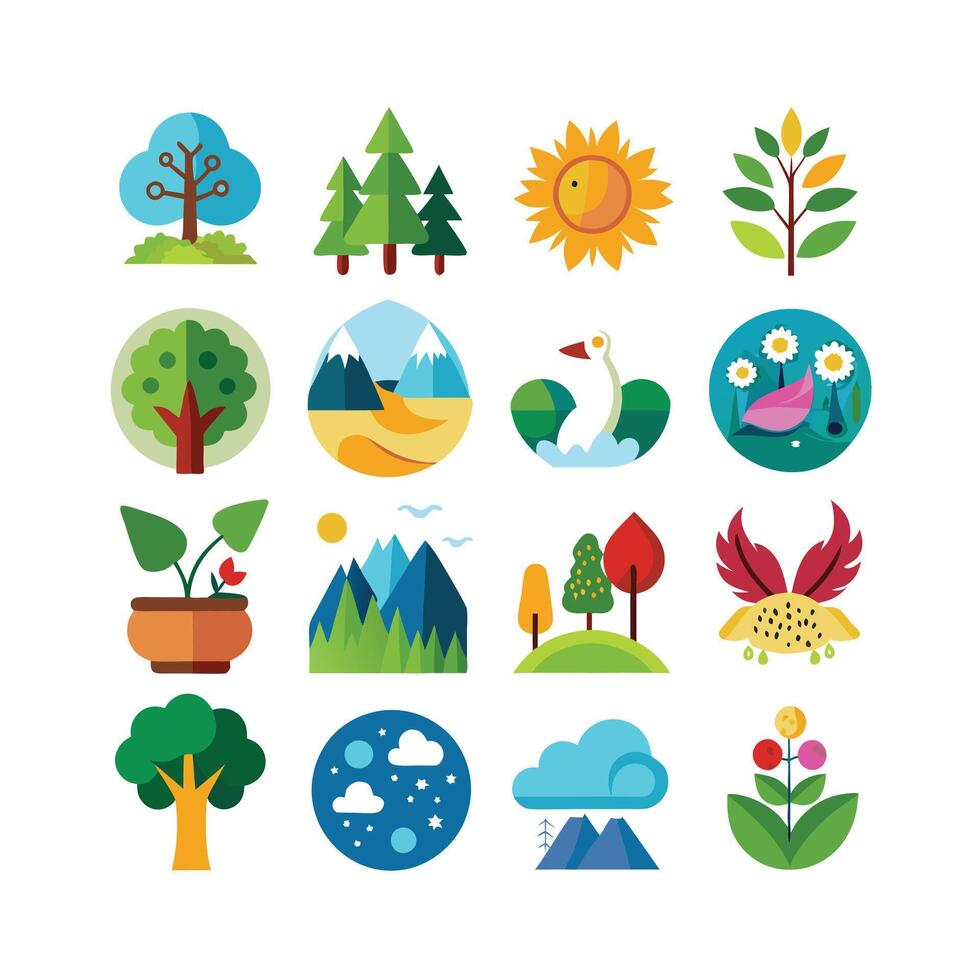 Nature Icon Set Collection Illustration vector